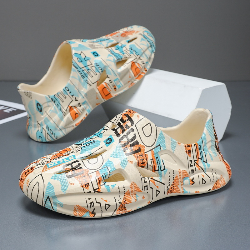 Pantofi sport pentru bărbați, pantofi sport cu talpă groasă, antiderapanți, imprimare colorată, Baotou, pantofi de plajă, pantofi sport casual, pantofi de plajă, pantofi sport, pantofi de plajă