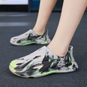 Παπούτσια καμουφλάζ EVA με τρύπες καρύδας για άνδρες και γυναίκες καλοκαιρινά γκράφιτι εξωτερικής χρήσης παπουτσιών με χοντρή σόλα, σανδάλια και παντόφλες