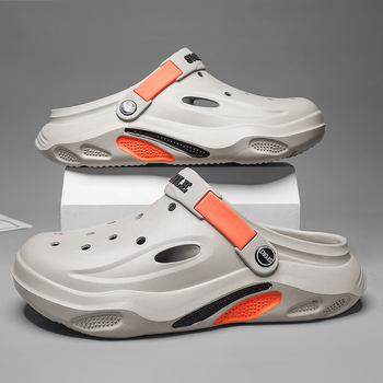 Παντόφλες εξωτερικού χώρου που αφήνουν αίσθηση κοπριάς, Ανδρικά καλοκαιρινά, μοντέρνα σανδάλια παραλίας για υπαίθριες αθλητικές δραστηριότητες, Casual παπούτσια με χοντρή σόλα και τρύπες