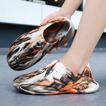 Pantofi de plajă cu platformă de cocos transfrontalieră 2025, vara nouă EVA pentru bărbați și femei, sandale Kanye, graffiti, pantofi de plajă pentru bărbați