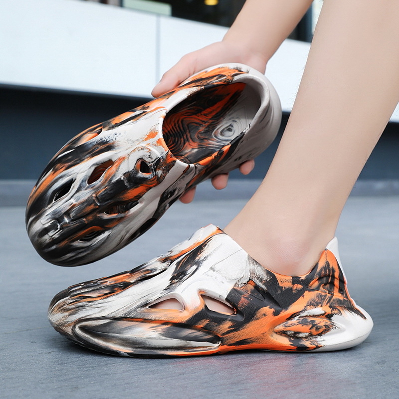 Pantofi de plajă cu platformă de cocos transfrontalieră 2025, vara nouă EVA pentru bărbați și femei, sandale Kanye, graffiti, pantofi de plajă pentru bărbați