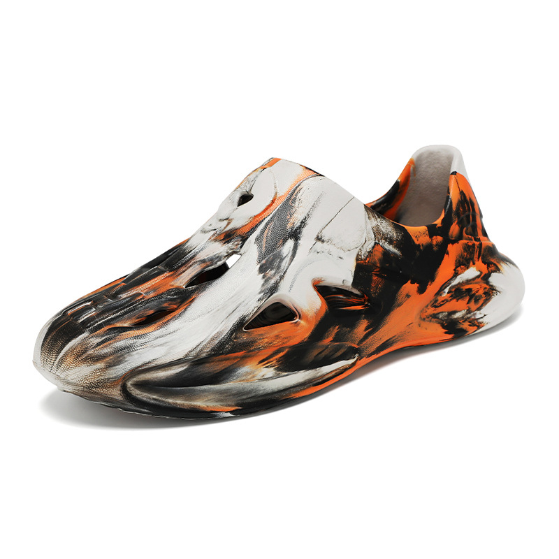 Pantofi de plajă cu platformă de cocos transfrontalieră 2025, vara nouă EVA pentru bărbați și femei, sandale Kanye, graffiti, pantofi de plajă pentru bărbați