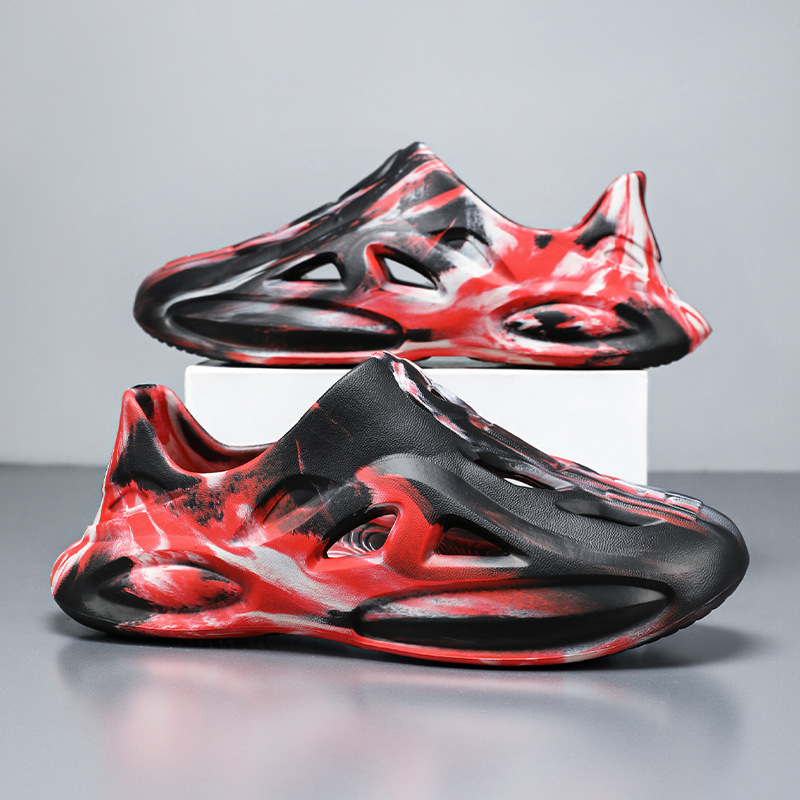 Pantofi de plajă cu platformă de cocos transfrontalieră 2025, vara nouă EVA pentru bărbați și femei, sandale Kanye, graffiti, pantofi de plajă pentru bărbați