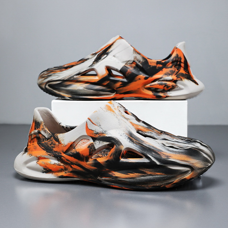 Pantofi de plajă cu platformă de cocos transfrontalieră 2025, vara nouă EVA pentru bărbați și femei, sandale Kanye, graffiti, pantofi de plajă pentru bărbați