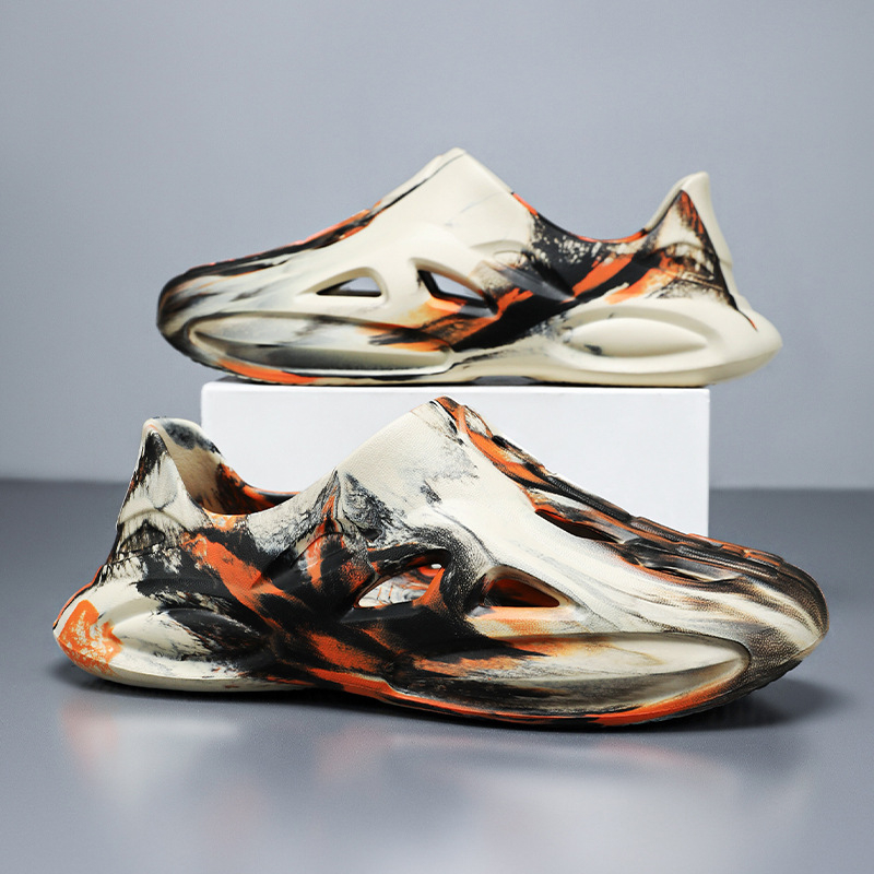 Pantofi de plajă cu platformă de cocos transfrontalieră 2025, vara nouă EVA pentru bărbați și femei, sandale Kanye, graffiti, pantofi de plajă pentru bărbați