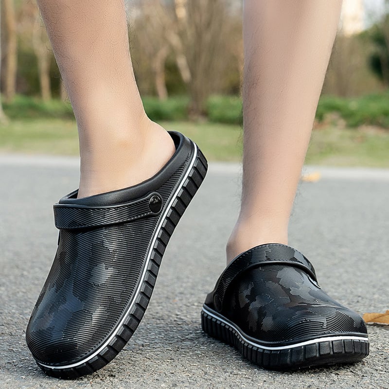 Pantofi de bucătărie pentru bărbați, pantofi de grădină impermeabili, rezistenți la apă, cu uscare rapidă, nisip, plajă, în aer liber, pantofi de ploaie, cu vârf rotund în două culori, pantofi cool