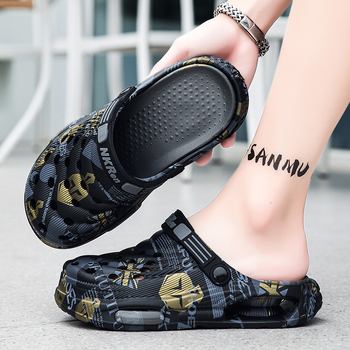 Croc Shoes Ανδρικά Παπούτσια 2025 Νέα Καλοκαιρινά Εξωτερικά Ρούχα Αντιολισθητικά Σανδάλια Διασημοτήτων Baotou Διπλής Χρήσης για Οδήγηση Παντόφλες