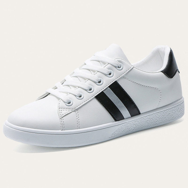 Didelių dydžių moteriški bateliai pavasariui ir rudeniui, spalvų blokavimo būdu, plokščiapadžiai, suvarstomi sportbačiai, moteriški universalūs laisvalaikio sportbačiai, žemapadžiai balti bateliai.