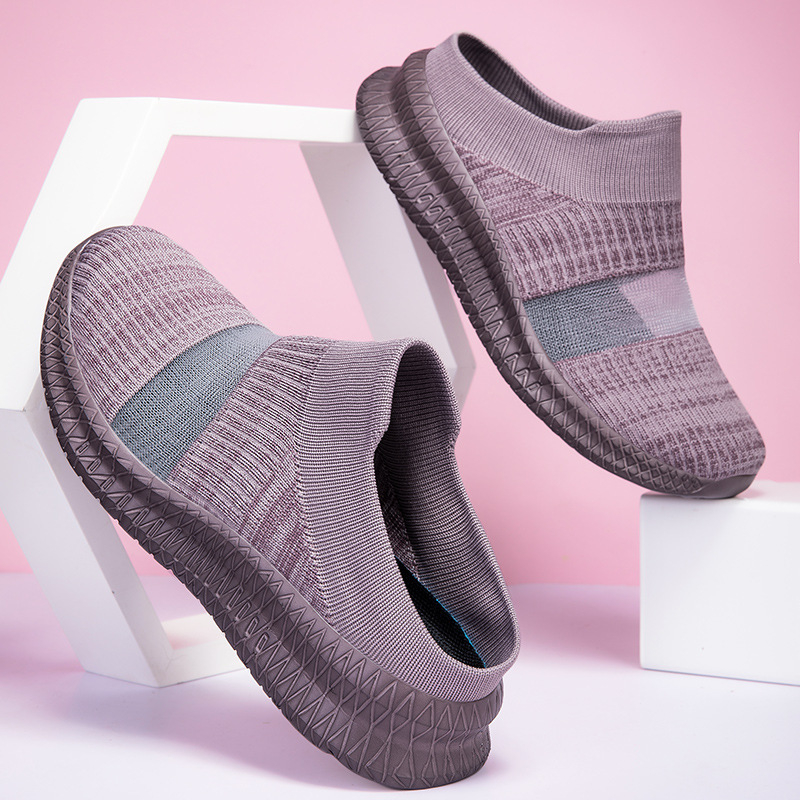 Pantofi de damă 2025, pantofi noi transfrontalieri plus size, șosete, pantofi pentru iubitori, pantofi respirabili cu zburli țesute, talpă moale, pantofi casual pentru mame