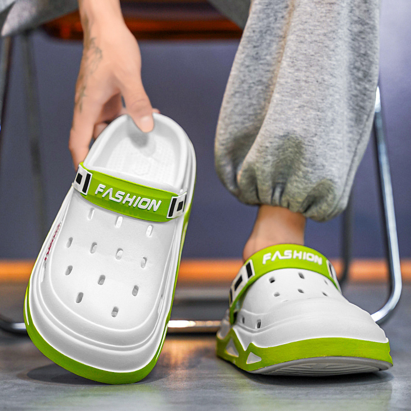 Pantofi sport bărbați Croc 2024, vară nouă, îmbrăcăminte exterioară, antiderapantă, respirabilă, plajă, litoral, Baotou, sandale cu talpă groasă