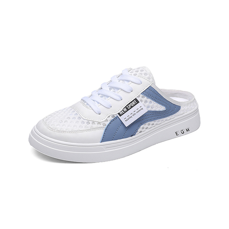 Letné veľké sieťované duté polpapuče na podpätku so šnurovaním, zavinovacie topánky, študentské ploché jednoduché priedušné topánky veľkoobchod