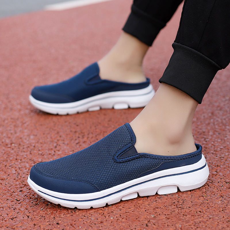 Pantofi sport de vară pentru bărbați, pantofi sport cu aur, respirabili, cu plasă, cu jumătate de tragere, ușori, pentru iubitorii de modă, în aer liber