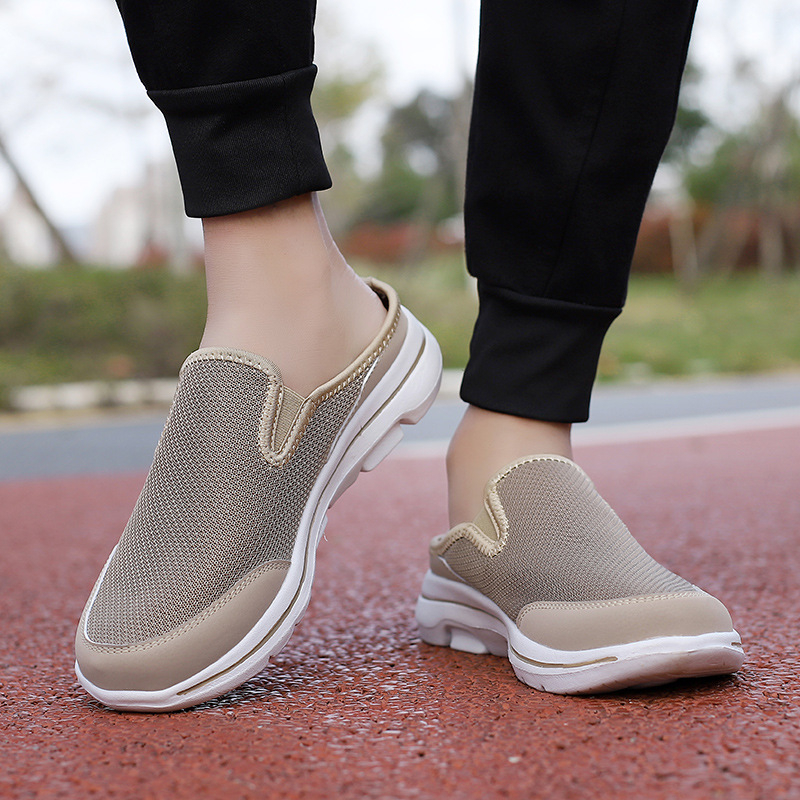 Pantofi sport de vară pentru bărbați, pantofi sport cu aur, respirabili, cu plasă, cu jumătate de tragere, ușori, pentru iubitorii de modă, în aer liber