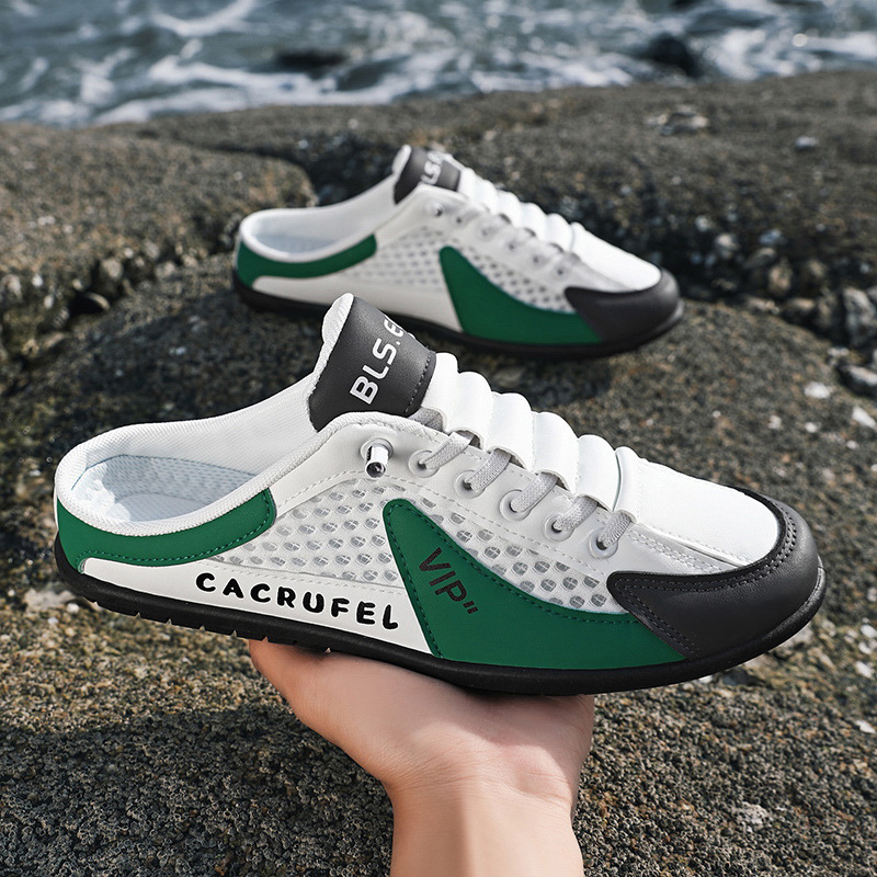 Férfi szandálok, mokaszinok, egylépcsős, üreges hálós szandálok, alkalmi cipők, könnyű hálós anyag, haspáncél