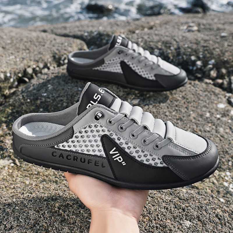 Férfi szandálok, mokaszinok, egylépcsős, üreges hálós szandálok, alkalmi cipők, könnyű hálós anyag, haspáncél