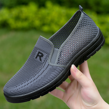 Pantofi sport pentru bărbați, cu o singură plasă, cu același stil, pentru vârstă mijlocie și vârstnici, din material textil Beijing, cu suprafață de plasă, cu talpă moale și antiderapantă, casual, din plasă