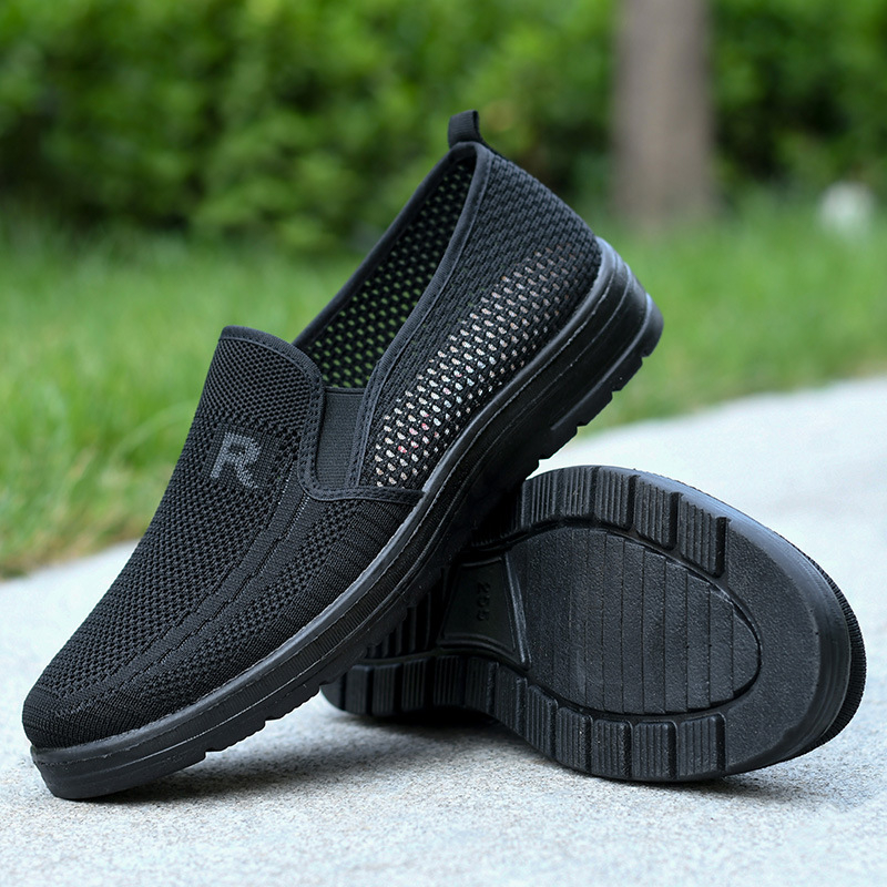 Pantofi sport pentru bărbați, cu o singură plasă, cu același stil, pentru vârstă mijlocie și vârstnici, din material textil Beijing, cu suprafață de plasă, cu talpă moale și antiderapantă, casual, din plasă