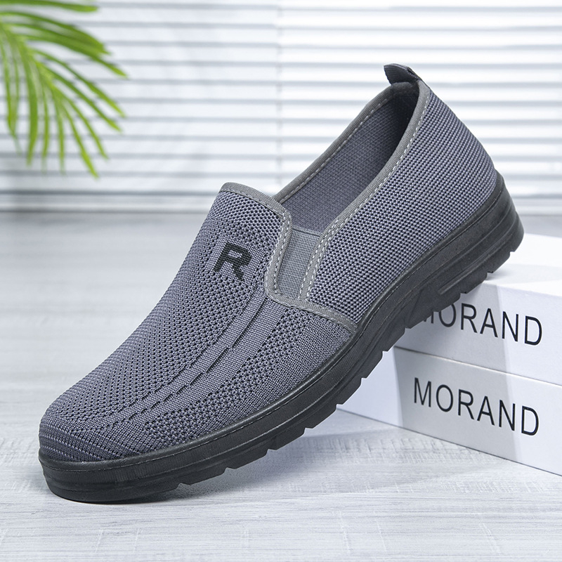 Pantofi sport pentru bărbați, cu o singură plasă, cu același stil, pentru vârstă mijlocie și vârstnici, din material textil Beijing, cu suprafață de plasă, cu talpă moale și antiderapantă, casual, din plasă