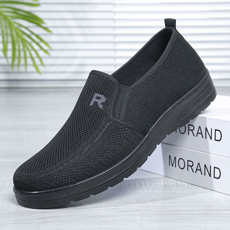 Pantofi sport pentru bărbați, cu o singură plasă, cu același stil, pentru vârstă mijlocie și vârstnici, din material textil Beijing, cu suprafață de plasă, cu talpă moale și antiderapantă, casual, din plasă