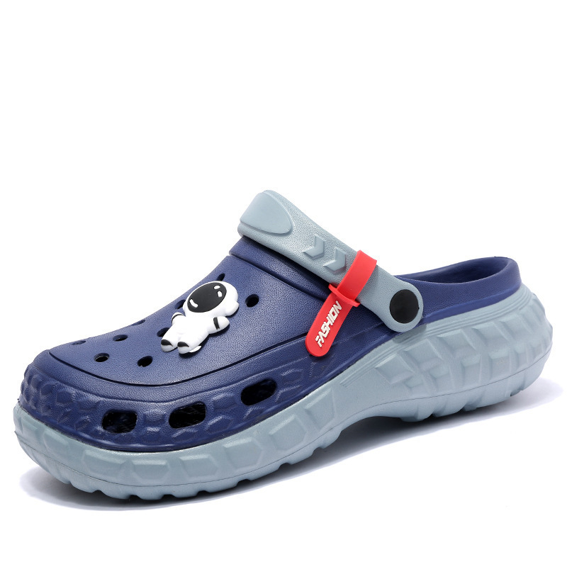 Papuci de plajă antiderapanți pentru bărbați, vară, talpă groasă, uzură exterioară, culoare dublă, podea cu gaură, sport, agrement, în aer liber, antiderapante