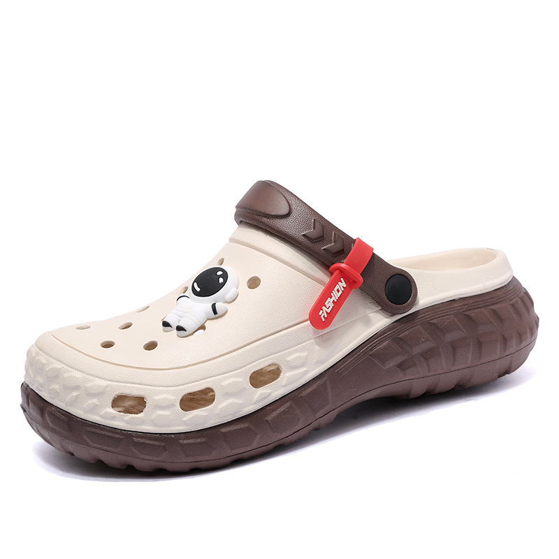 Papuci de plajă antiderapanți pentru bărbați, vară, talpă groasă, uzură exterioară, culoare dublă, podea cu gaură, sport, agrement, în aer liber, antiderapante