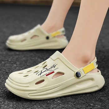 Határokon átnyúló lyukas cipők 2025 nyári új stílusú baotou üreges tengerparti strandszandálok és papucsok kültéri vastag talpú irodai cipők