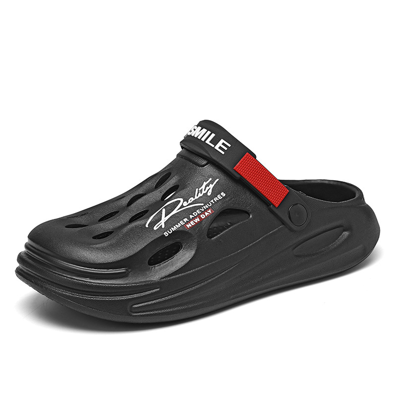 Határokon átnyúló lyukas cipők 2025 nyári új stílusú baotou üreges tengerparti strandszandálok és papucsok kültéri vastag talpú irodai cipők