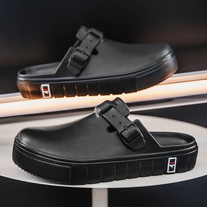 Sandale și papuci transfrontaliere de primăvară și vară pentru bărbați Baotou, plus mărime, îmbrăcăminte exterioară, talpă groasă antiderapantă, pantofi de peșteră, papuci de jumătate pentru femei, același cuplu