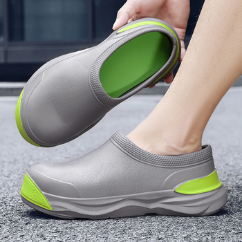 Pánske kuchárske topánky, jesenné športové, ležérne, čierne nepremokavé kožené topánky, pracovné kuchynské špeciálne protišmykové topánky na ochranu práce