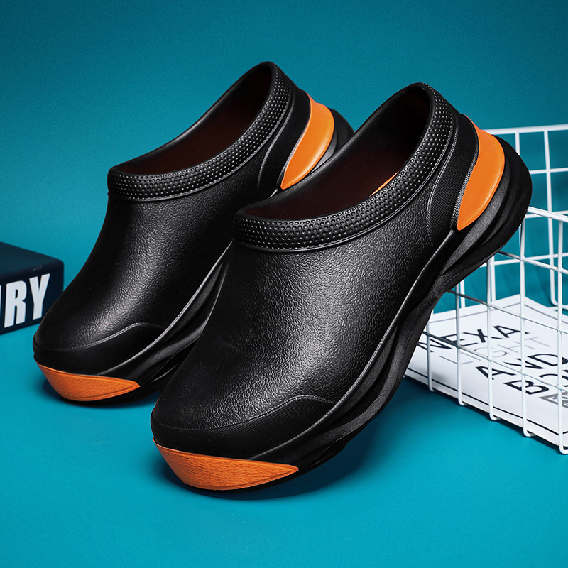 Pánske kuchárske topánky, jesenné športové, ležérne, čierne nepremokavé kožené topánky, pracovné kuchynské špeciálne protišmykové topánky na ochranu práce