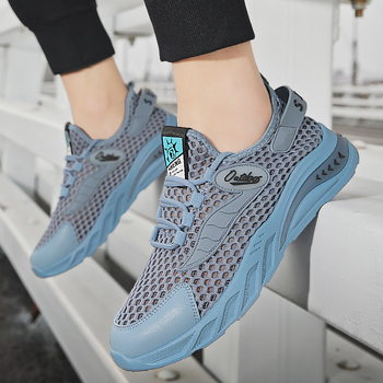 2024 nové letné módne šnurovacie pánske priedušné duté sieťované tenisky, trendy študentské bežecké topánky