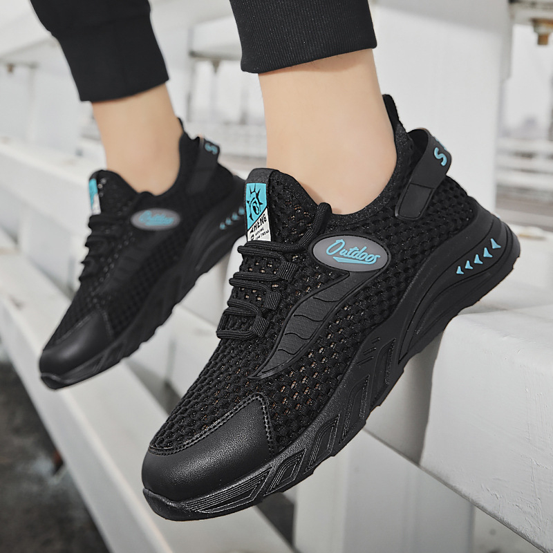 2024 nové letné módne šnurovacie pánske priedušné duté sieťované tenisky, trendy študentské bežecké topánky