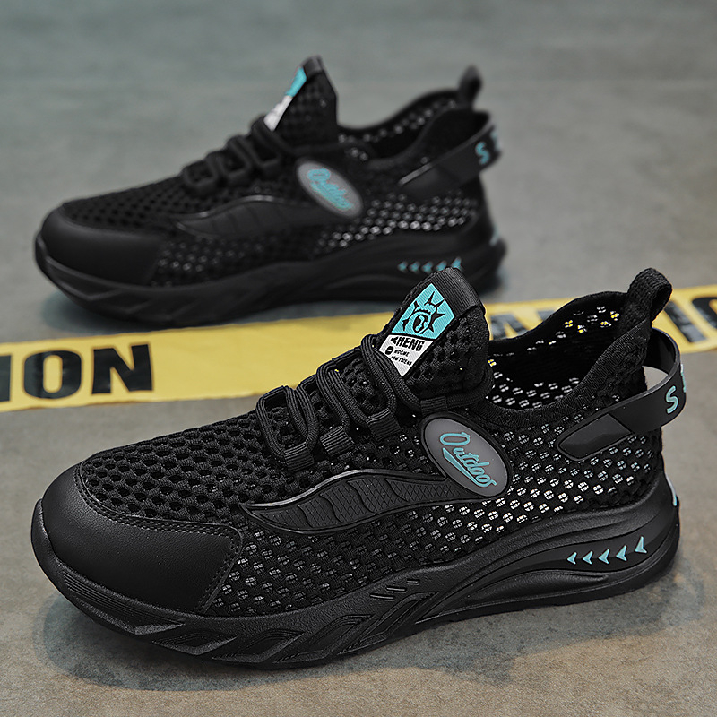 2024 nové letné módne šnurovacie pánske priedušné duté sieťované tenisky, trendy študentské bežecké topánky