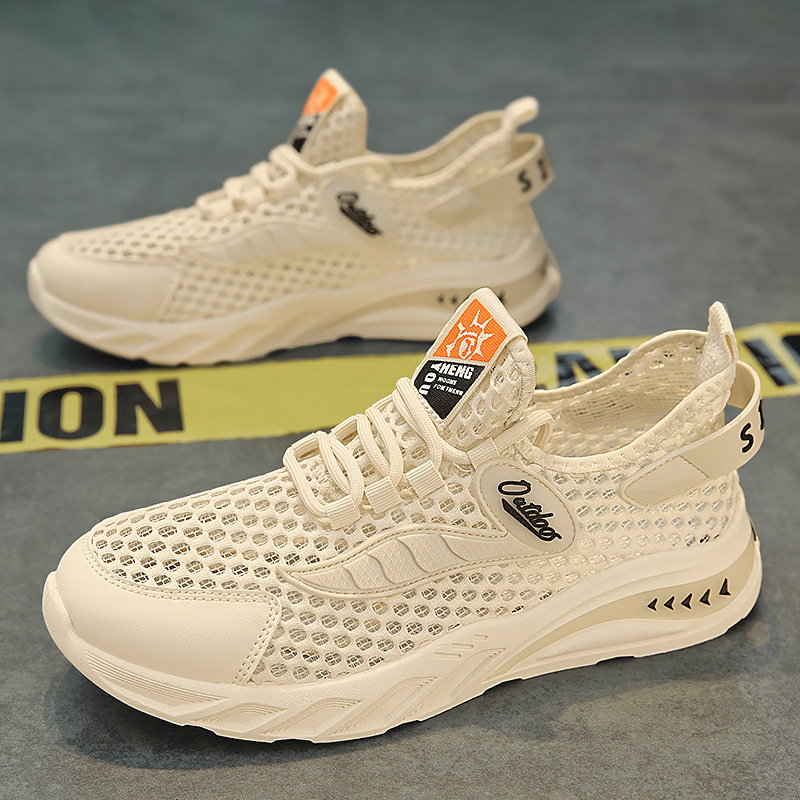 2024 nové letné módne šnurovacie pánske priedušné duté sieťované tenisky, trendy študentské bežecké topánky