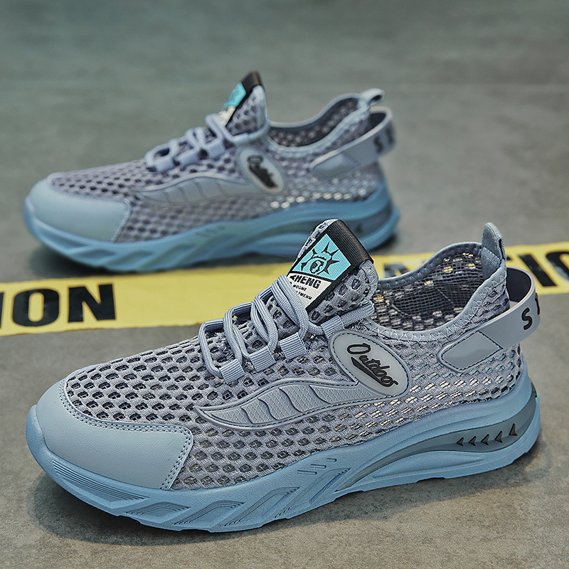 2024 nové letné módne šnurovacie pánske priedušné duté sieťované tenisky, trendy študentské bežecké topánky