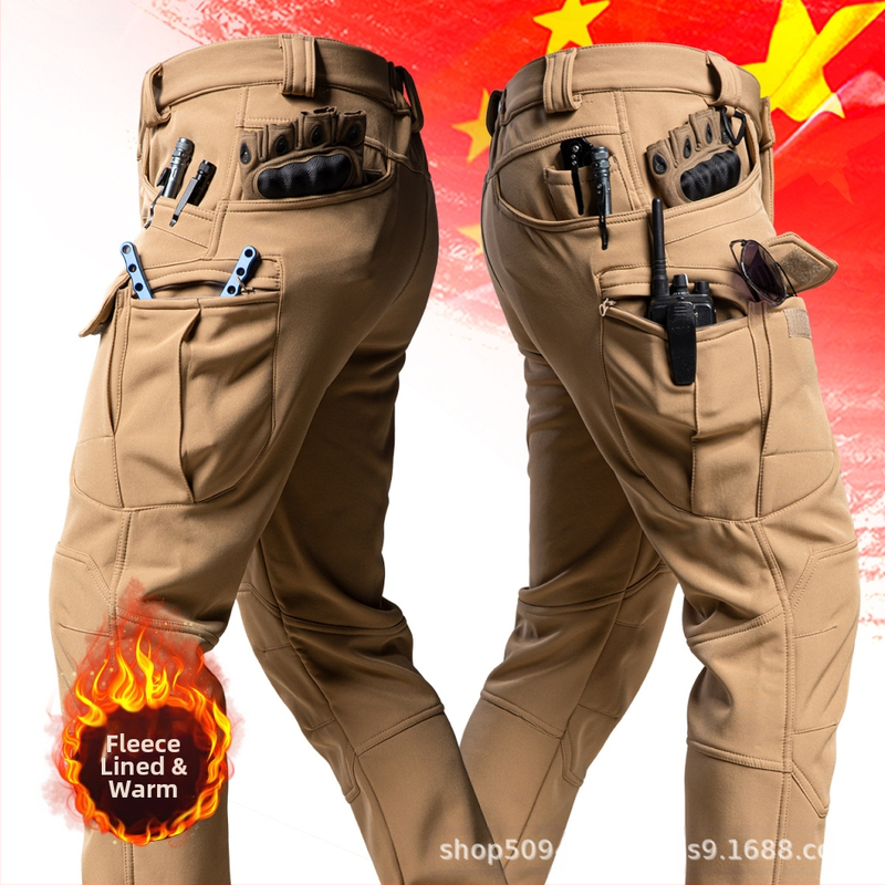 „Ix7 Tactical Commander“ lauko minkšto apvalkalo vyriškos striukės kelnės, žieminės aksominės, sustorintos, vėjui ir vandeniui atsparios, šiltos vilnos kelnės