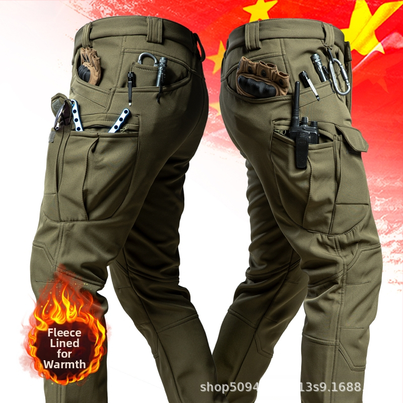IX7 Tactical Commander õues kasutatavad pehme kestaga meeste jopepüksid, talvel sametist paksendatud tuule- ja veekindlad fliisist soojad püksid