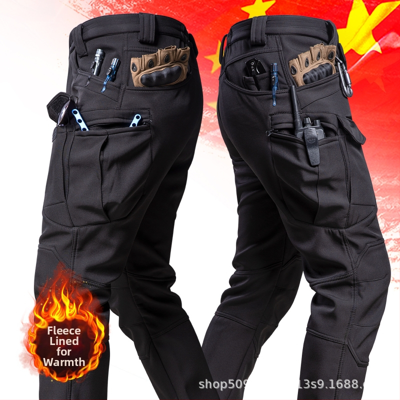 IX7 Tactical Commander õues kasutatavad pehme kestaga meeste jopepüksid, talvel sametist paksendatud tuule- ja veekindlad fliisist soojad püksid