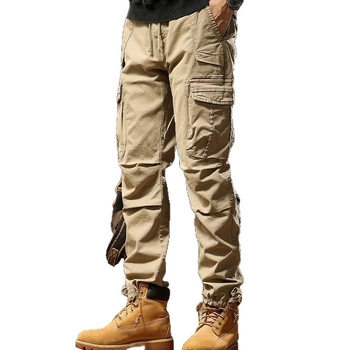 Pánske nové retro trendy outdoorové nohavice, pekné ležérne nohavice so sťahovacou šnúrkou, rovné športové elastické nohavice 7606