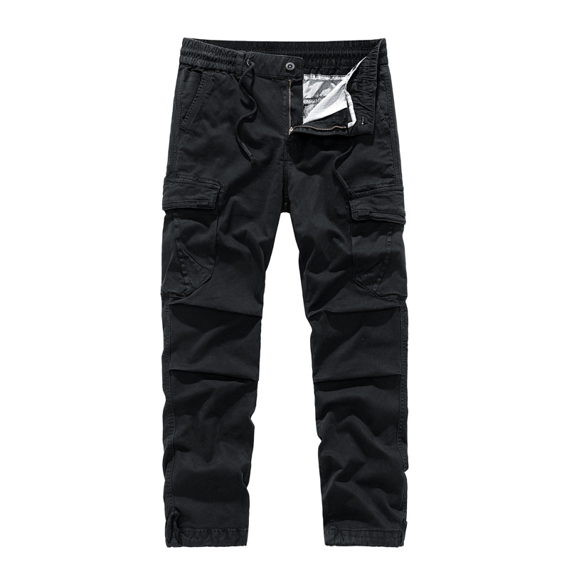 Pánske nové retro trendy outdoorové nohavice, pekné ležérne nohavice so sťahovacou šnúrkou, rovné športové elastické nohavice 7606