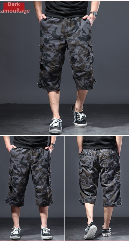 Letné overaly, tenké voľné pánske nohavice s viacerými vreckami, veľké rozmery, outdoorové ležérne capri nohavice, pánske letné šortky