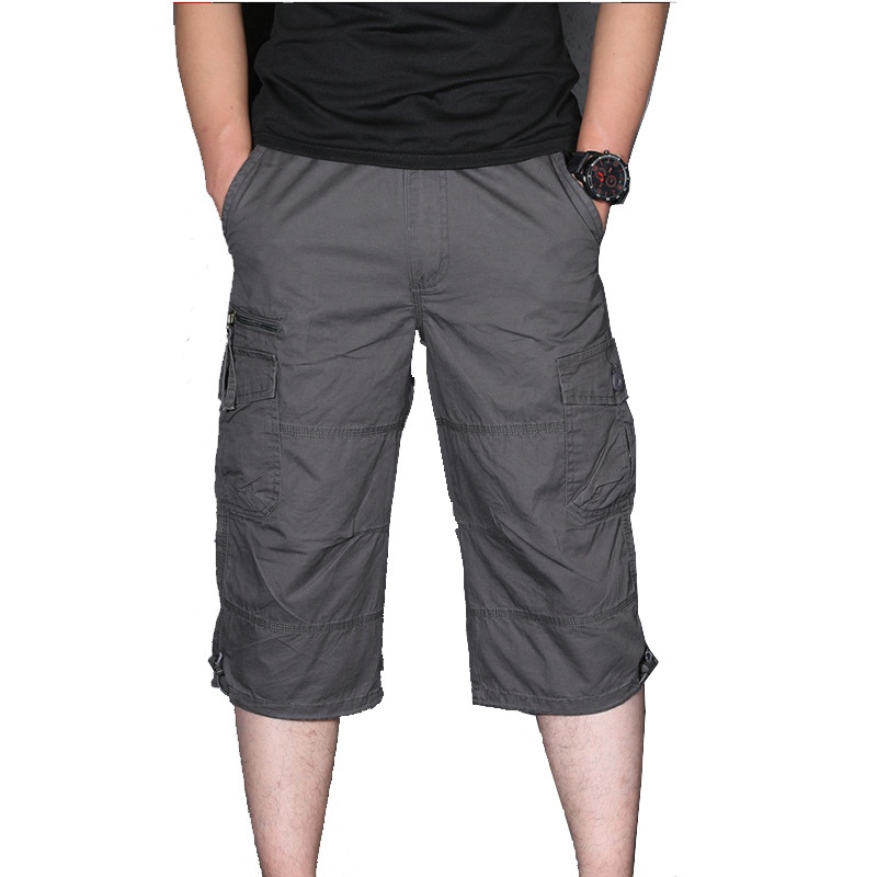 Letné overaly, tenké voľné pánske nohavice s viacerými vreckami, veľké rozmery, outdoorové ležérne capri nohavice, pánske letné šortky