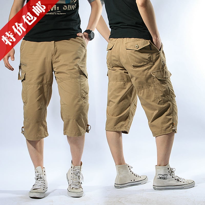 Salopete de vară subțiri, largi, de dimensiuni mari, pantaloni scurți pentru bărbați, cu mai multe buzunare, pantaloni scurți de camuflaj casual, crop, pentru bărbați