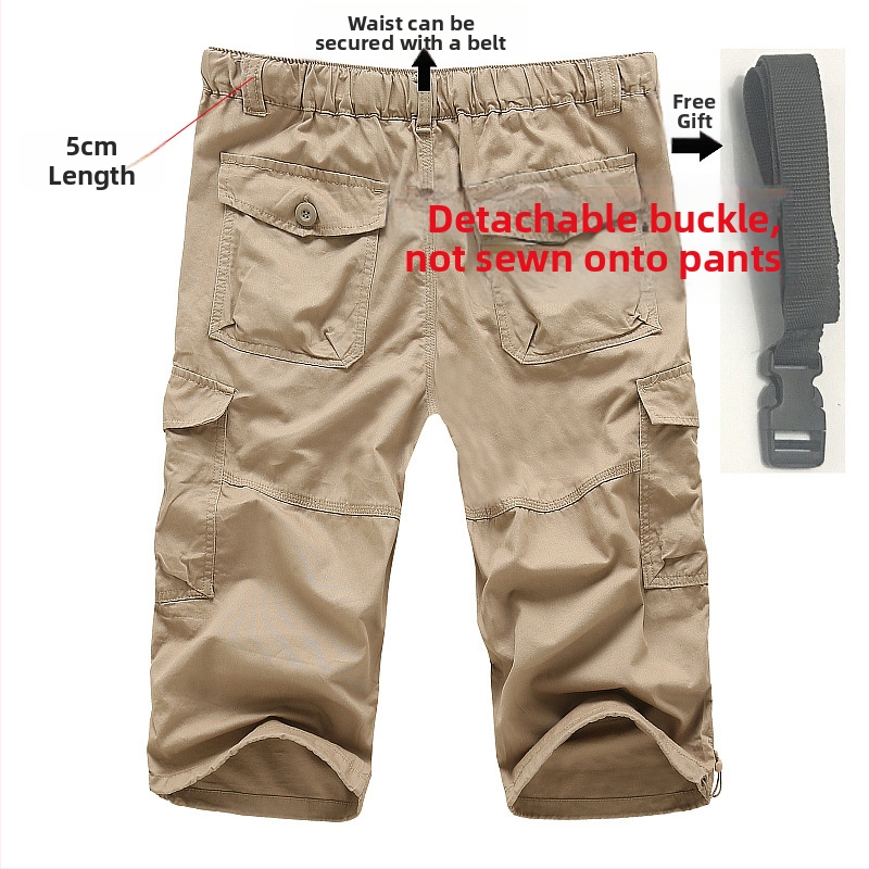 Letné overaly, tenké voľné šortky veľkej veľkosti, pánske viacvreckové stredne veľké nohavice, outdoorové ležérne maskáčové skrátené nohavice pre mužov