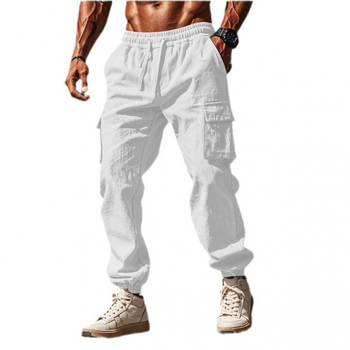 Salopetă nouă Amazon pentru bărbați, pantaloni de jogging, cu talie elastică și cordon, cu buzunare multiple, plată, respirabilă, pentru exterior