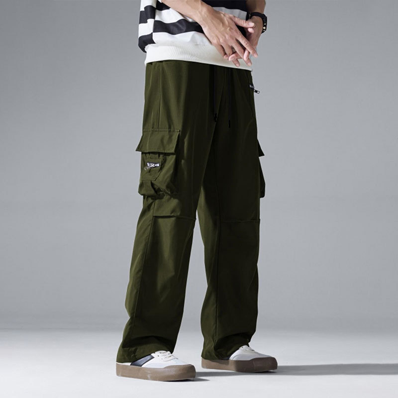 Salopetă americană lejeră pentru bărbați, retro, de stradă principală, dreaptă, cu picior larg, pantaloni casual, nouă tendință la modă, pantaloni de parașutist