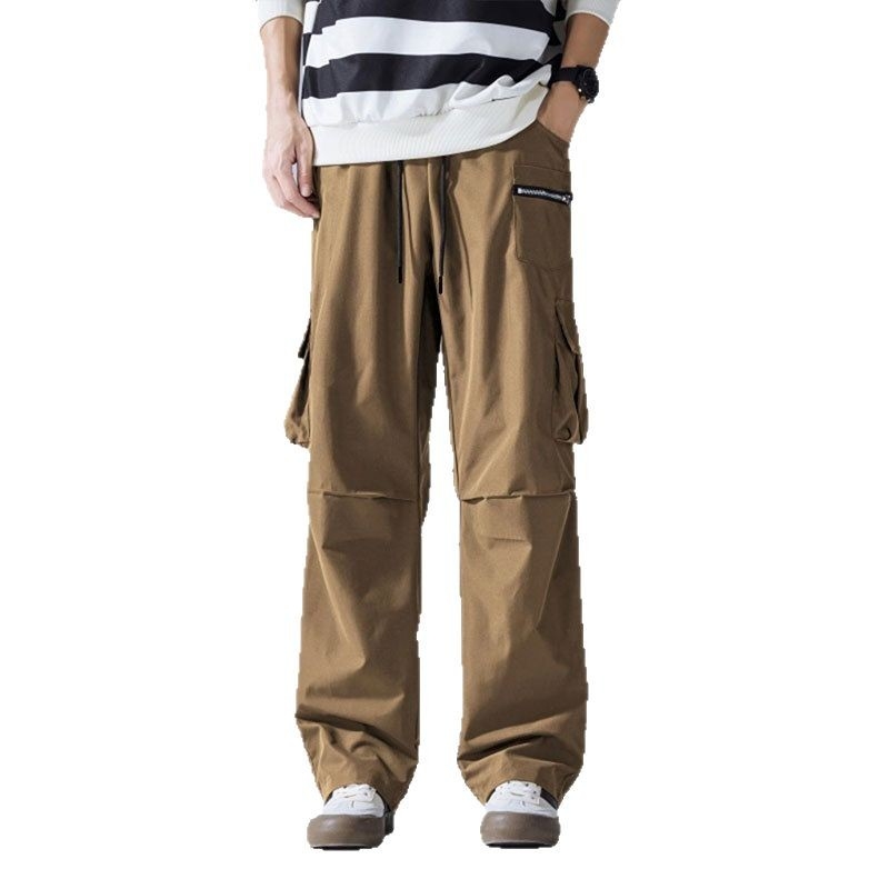 Salopetă americană lejeră pentru bărbați, retro, de stradă principală, dreaptă, cu picior larg, pantaloni casual, nouă tendință la modă, pantaloni de parașutist