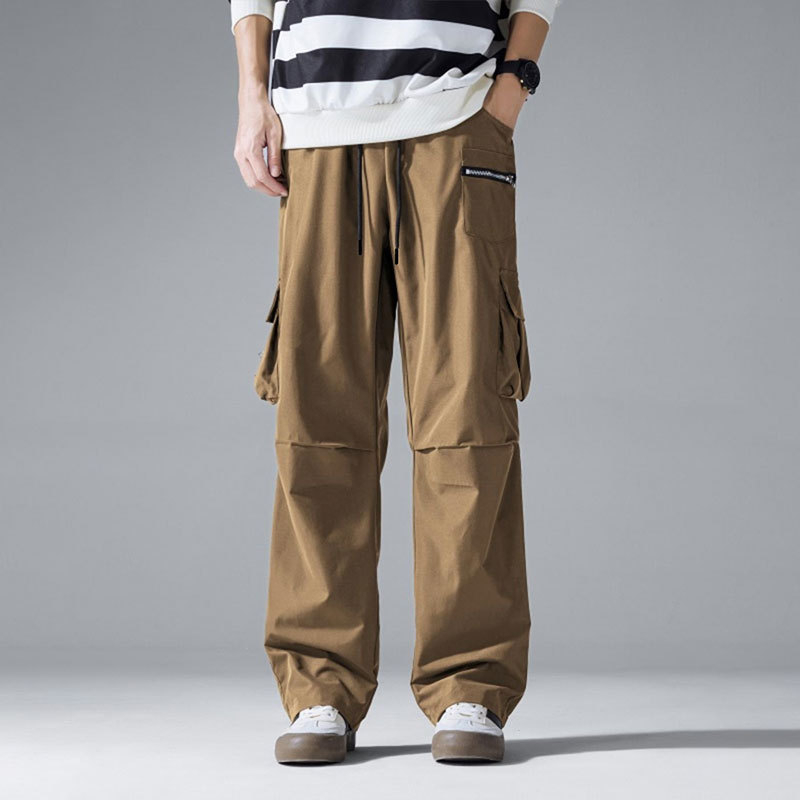 Salopetă americană lejeră pentru bărbați, retro, de stradă principală, dreaptă, cu picior larg, pantaloni casual, nouă tendință la modă, pantaloni de parașutist