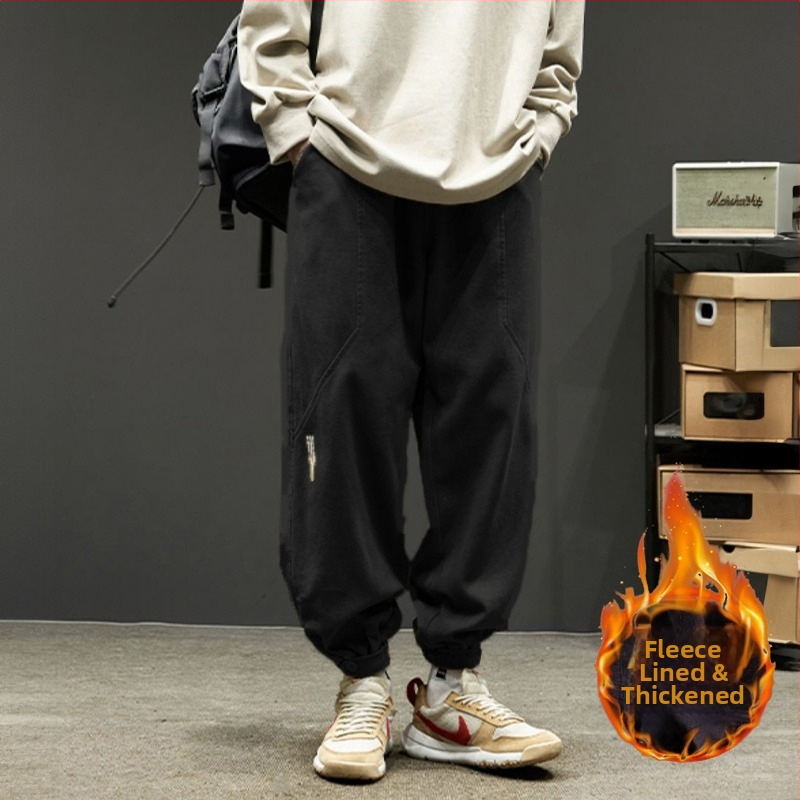 Paksud meeste pluss-suuruses fliisist püksid poistele sügiseks ja talveks, moekad lahtised rohelised kombinesoonid meeste universaalsed jala jala vabaaja püksid