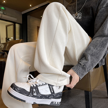 Toamna și iarna noua textură Sense Label Chenille pantaloni casual bărbați Silver Fox Velvet îngroșat plus size pantaloni de podea drepți